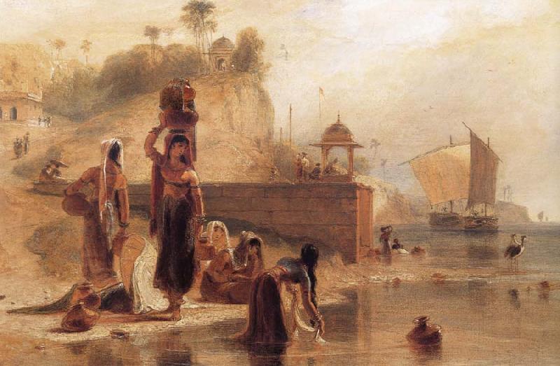William Daniell Women Fetching Water from the River Ganges near Kara Norge oil painting art